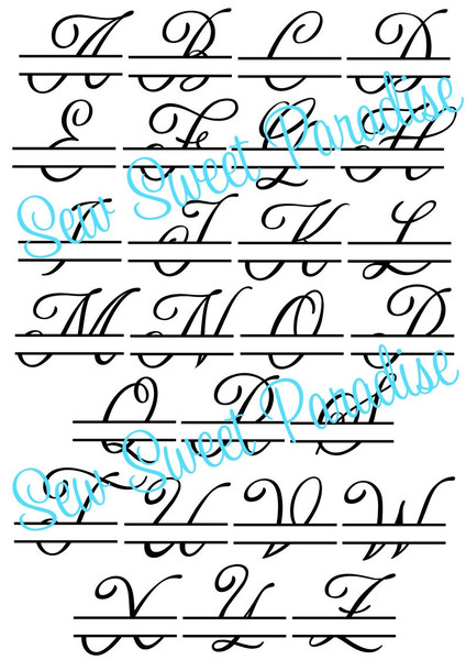 Split Monogram SVGDXFPNG, Split Script Frame Letters, Digital Download, Cut File, Engraving, Clip Art, 26 individual svgdxfpng files - 2.jpg