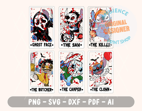 Bundle Halloween Characters Tarot Card SVG, Halloween Horror Movie Png, Trick Or Treat Png, Spooky Vibes, Png, Svg, Dxf, Pdf, Ai - 1.jpg