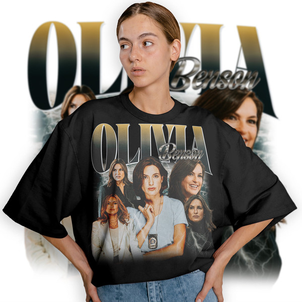 Limited Olivia Benson Vintage T-Shirt, Graphic Unisex T-shirt, Retro 90's Olivia Benson Fans Homage T-shirt, Gift For Women and Men - 1.jpg