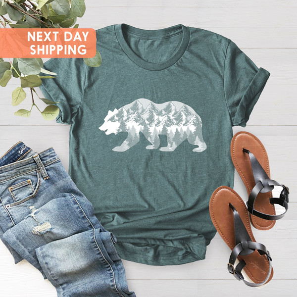 Bear Mountain Shirt, Camping Bear Shirt, Nature Bear Shirt, Bear Hiking Shirt, Bear Women Shirt, Bear Shirt Gift, Nature Lover Shirt - 1.jpg