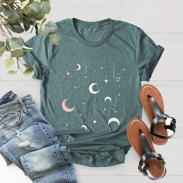 Celestial Shirt, Moon T-Shirts, Moon Graphic T-Shirt, Moon Phase Astrology Astronomy, Women Moon Gift Tee, Garment Dyed, Gift For Her - 2.jpg