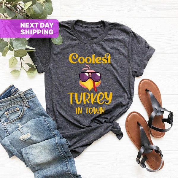 Coolest Turkey in Town Shirt, Boys Thanksgiving, Family Matching Shirt, Pumpkin Tee, Funny Kids Thanksgiving Shirt,Fall Shirt, Hello Pumpkin - 2.jpg