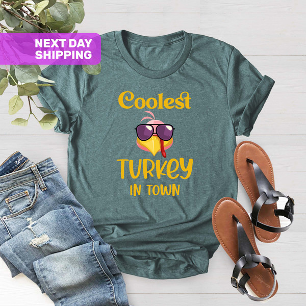 Coolest Turkey in Town Shirt, Boys Thanksgiving, Family Matching Shirt, Pumpkin Tee, Funny Kids Thanksgiving Shirt,Fall Shirt, Hello Pumpkin - 3.jpg