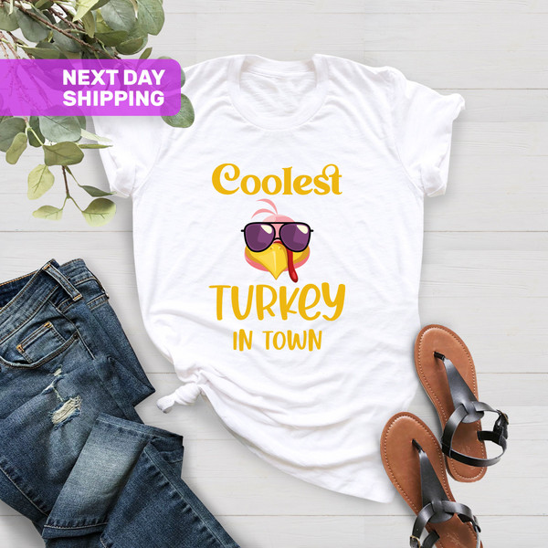 Coolest Turkey in Town Shirt, Boys Thanksgiving, Family Matching Shirt, Pumpkin Tee, Funny Kids Thanksgiving Shirt,Fall Shirt, Hello Pumpkin - 4.jpg