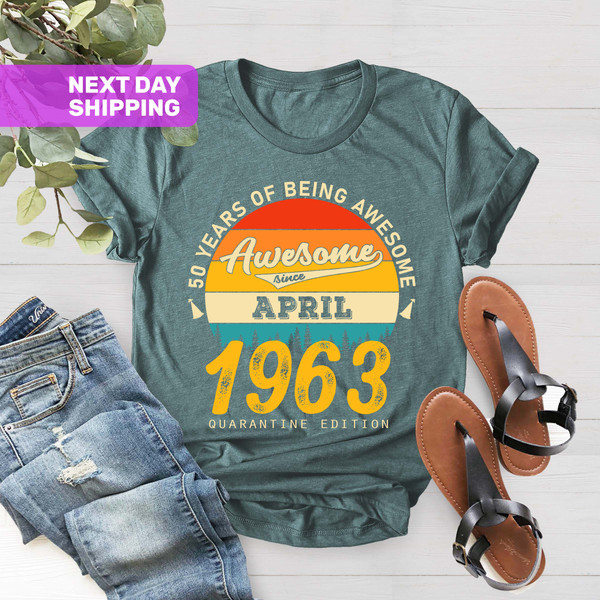 Custom Birthday Month Shirt, 60 Years of Being Awesome Shirt, Month Year Birthday Shirt, 60th Birthday Shirt, 1963, Custom Awesome Since Tee - 4.jpg