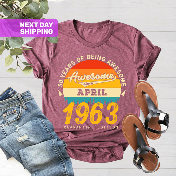 Custom Birthday Month Shirt, 60 Years of Being Awesome Shirt, Month Year Birthday Shirt, 60th Birthday Shirt, 1963, Custom Awesome Since Tee - 5.jpg