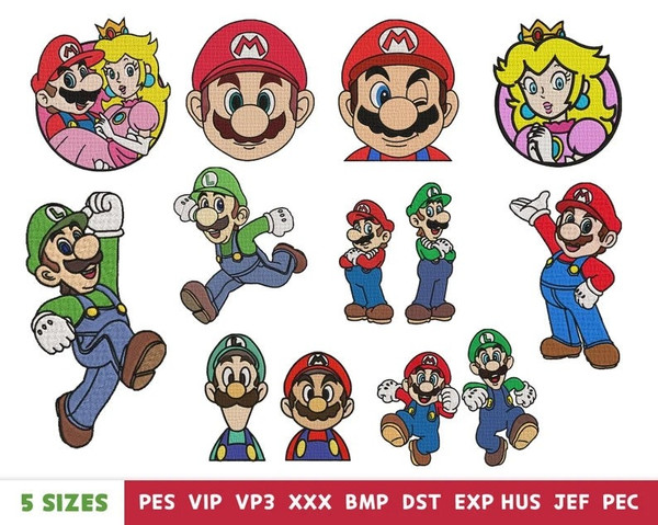 Super Mario Embroidery Designs, Game character embroidery design - machine embroidery design files - 10 formats, 5 sizes.jpg