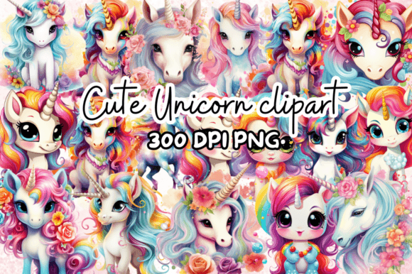 Cute-Unicorn-Clipart-Bundle-Graphics-76268669-1-1-580x386.png