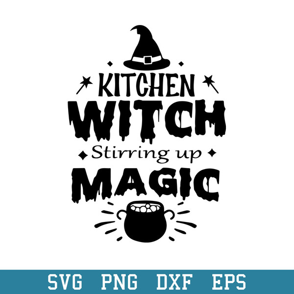 Kitchen Witch Stirring Up Magic Svg, Halloween Svg, Png Dxf Eps Digital File.jpeg