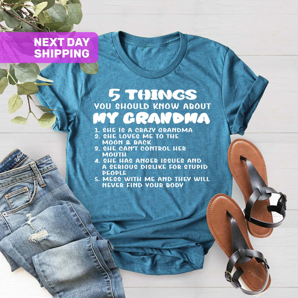 Five Things You Should Know About My Grandma Shirt, Funny Grandma Shirt,Gift For Nana, Gift For Grandma, Grandmother Shirt, Mother Day Shirt - 1.jpg