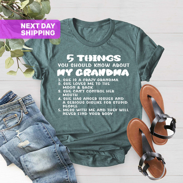 Five Things You Should Know About My Grandma Shirt, Funny Grandma Shirt,Gift For Nana, Gift For Grandma, Grandmother Shirt, Mother Day Shirt - 4.jpg