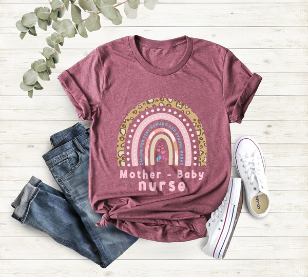 Mother Baby Nurse Rainbow Shirt, Labor and Delivery,Maternity Nurse Thank You Gift, OB Nurse Shirt, New Grad, Nurse, Postpartum Nurse Tshirt - 2.jpg