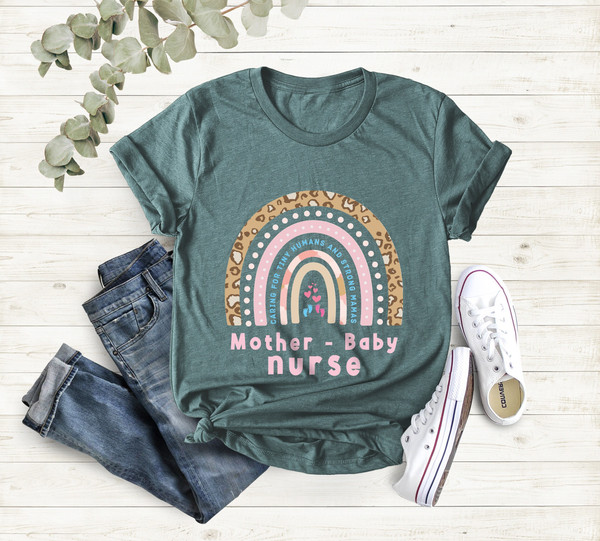 Mother Baby Nurse Rainbow Shirt, Labor and Delivery,Maternity Nurse Thank You Gift, OB Nurse Shirt, New Grad, Nurse, Postpartum Nurse Tshirt - 3.jpg