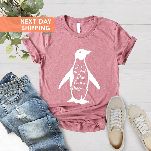 Penguin Shirt, Penguin Gift, Just A Girl Who Loves Penguins Animal T Shirt, Zoo Aquarium Gift, Youth Tshirt, Cute Penguins, Penguin Lover - 4.jpg