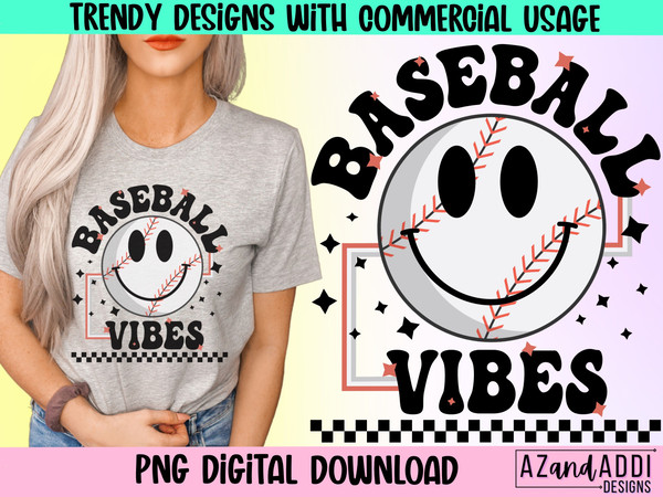 Retro baseball sublimation png, baseball vibes png, baseball smiley face design, baseball mama, retro smile face sublimation - 1.jpg
