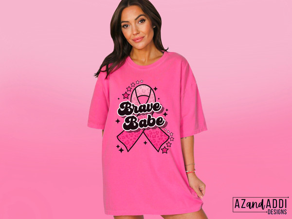 Retro breast cancer awareness png, breast cancer sublimation design, pink cancer ribbon png, brave babe png, pink cancer digital download - 3.jpg