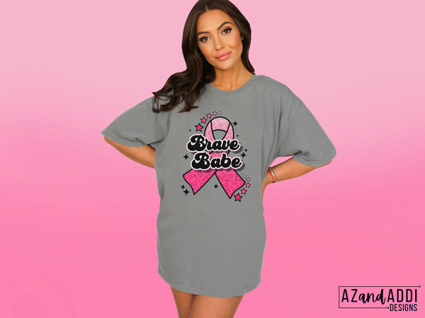 Retro breast cancer awareness png, breast cancer sublimation design, pink cancer ribbon png, brave babe png, pink cancer digital download - 6.jpg