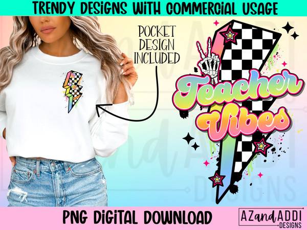 Retro teacher png, teacher vibes sublimation, back to school png, occupation png, front and back png, trendy teacher shirt design, retro png - 1.jpg