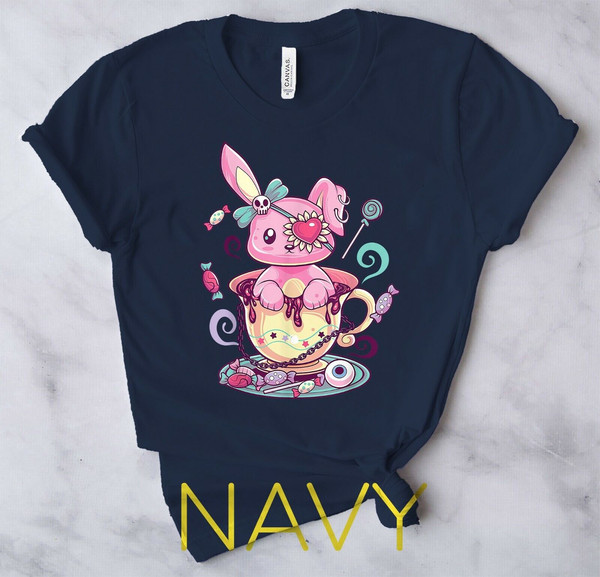 Kawaii Pastel Goth Cute Creepy Rabbit Menhera Occult Bunny - Unisex Form T-Shirt5.jpg