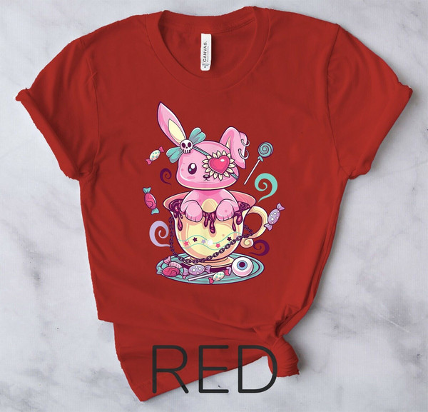 Kawaii Pastel Goth Cute Creepy Rabbit Menhera Occult Bunny - Unisex Form T-Shirt6.jpg