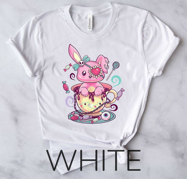Kawaii Pastel Goth Cute Creepy Rabbit Menhera Occult Bunny - Unisex Form T-Shirt8.jpg