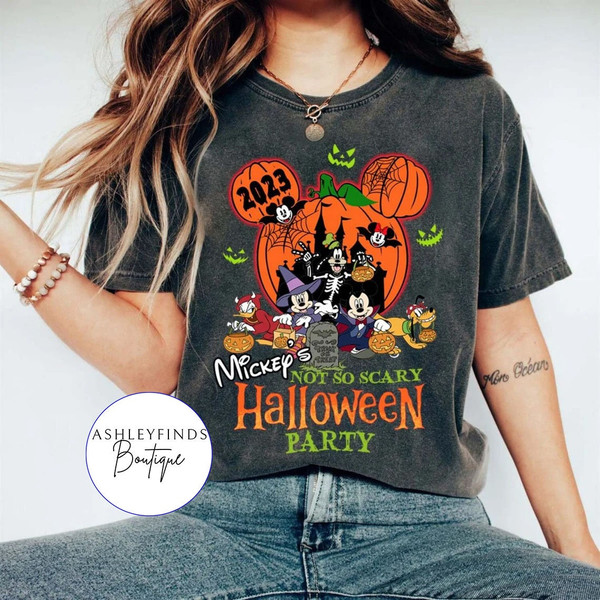 Mickey's not so scary Halloween Party 2023 shirt, Mickey & friends pumpkin shirt, Disney Halloween shirts, Disney world Disneyland Tee - 1.jpg