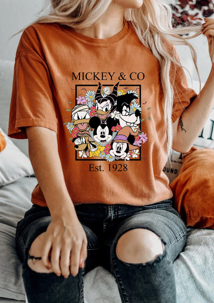 Mickey & Co Halloween Comfort Colors® Shirt, Mickey and Friends Floral Halloween Shirt, Disney Spooky Shirt, Disney Halloween Party Shirt - 3.jpg