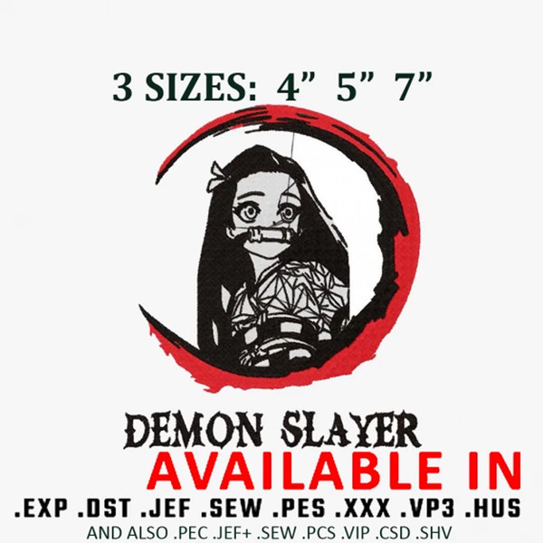 Nezuko demon slayer embroidery design