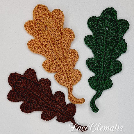 Crochet pattern leaf maple, oak, clover Autumn leaves crochet instructions motifs for Irish Lace Digital file PDF