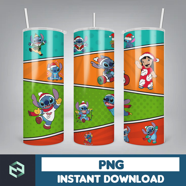 Christmas Stitch Tumbler Wrap, Stitch Sublimation Designs, 20 oz Stitch Tumbler, Cartoon Christmas Tumbler PNG (4).jpg