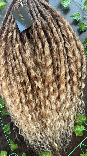 Synthetic Crochet Dreads Extensions Wavy Dreads 60 DE Full Set Lightweight  Curls Dreads Set of Brown to Blond Ombre Crochet Dreads 