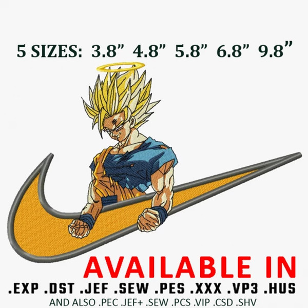 Swoosh x goku ssj embroidery design