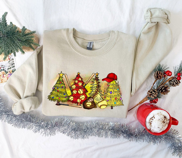 Christmas Baseball Tree Sweatshirt, Christmas Sweatshirt, Christmas Hoodie, Christmas Tree Sweatshirt, Baseball Sweatshirt, Winter Sweater - 1.jpg