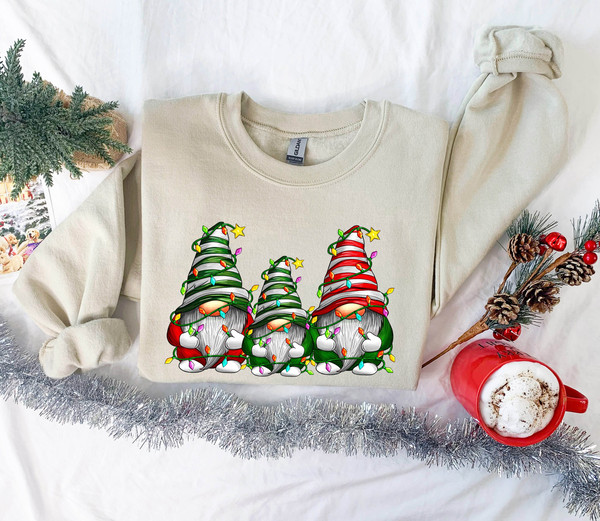 Christmas Gnomes Sweatshirt, Merry Christmas Sweatshirt, Buffalo Plaid Gnomes, Cute Gnomes Sweatshirt, Christmas Gift, Holiday Sweatshirt - 1.jpg