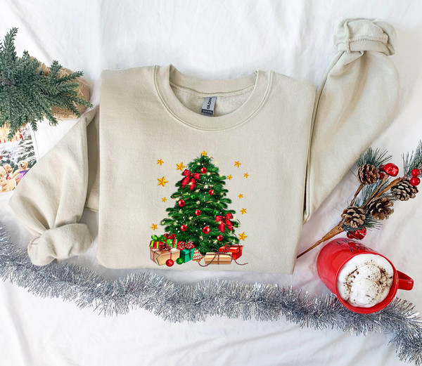 Christmas Sweatshirt, Christmas Tree with Gifts Hoodie, Christmas Crewneck Pullover Hoodie, Christmas Tree Holiday Sweater, Christmas Gift - 3.jpg
