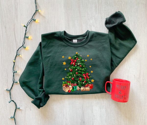 Christmas Sweatshirt, Christmas Tree with Gifts Hoodie, Christmas Crewneck Pullover Hoodie, Christmas Tree Holiday Sweater, Christmas Gift - 5.jpg