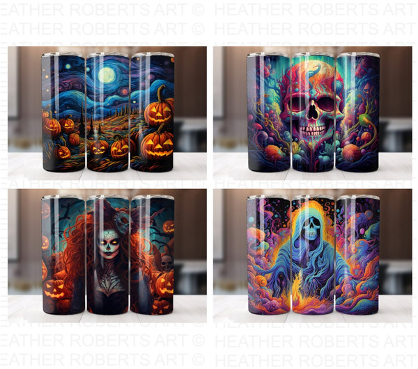 Halloween 20 Oz Tumbler Wrap Bundle, Pumpkin, Tumbler Wraps, Vibrant Wrap, Halloween, Alcohol Ink, Watercolor, Neon, Sublimation Files - 5.jpg