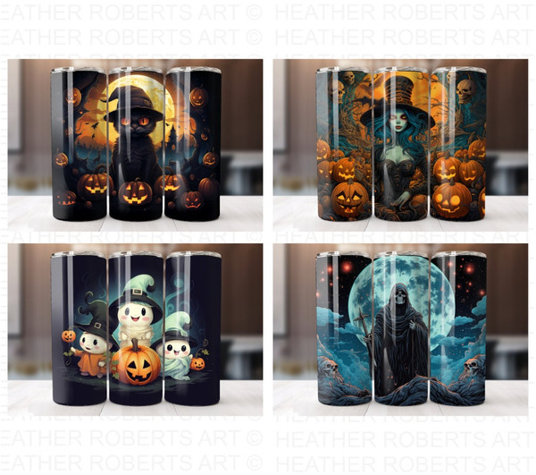 Halloween 20 Oz Tumbler Wrap Bundle, Pumpkin, Tumbler Wraps, Vibrant Wrap, Halloween, Alcohol Ink, Watercolor, Neon, Sublimation Files - 6.jpg