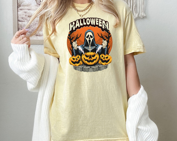 Comfort Colors® Ghostface Halloween Shirt, Halloween Outfit, Halloween Shirt, Horror Movie Shirt, Pumpkin Shirt,Spooky Season Skeleton Shirt - 4.jpg
