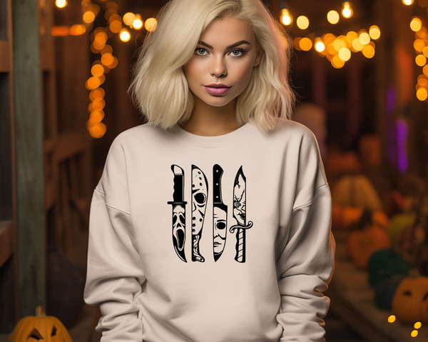 Halloween Horror Movie Knives Sweatshirt, Halloween Horror Hoodie, Halloween Knives Sweat, Halloween Movie Sweater, Spooky Season Sweater - 3.jpg