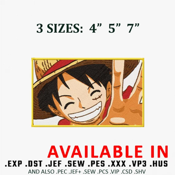 Luffy shine Embroidery Design