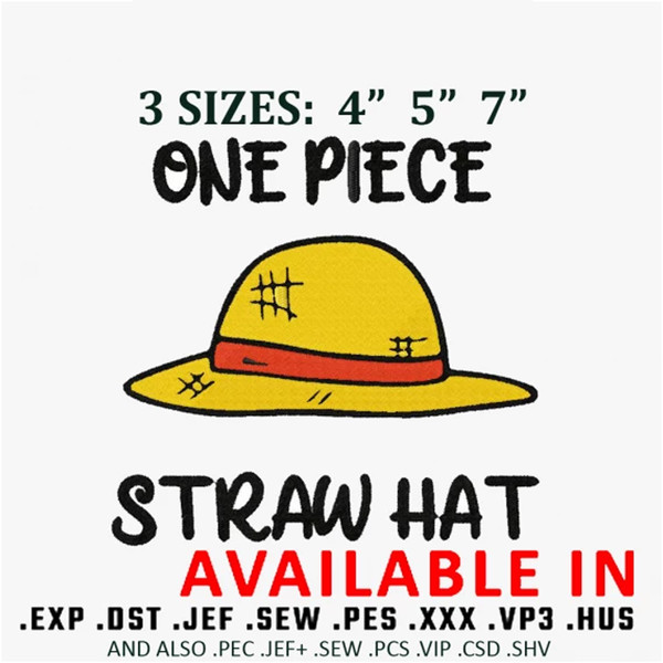 Luffy straw hat Embroidery Design