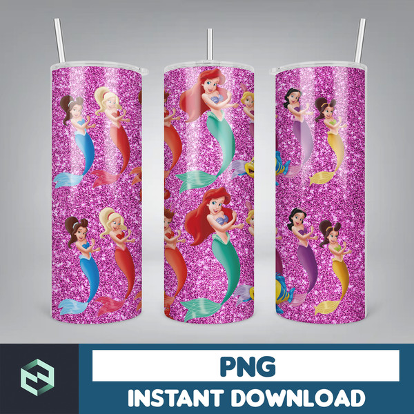 Little Mermaid Tumbler Wrap, 20 oz Skinny Tumbler Wrap, Little Mermaid Sublimation Designs, Mermaid Princess Girls (66).jpg