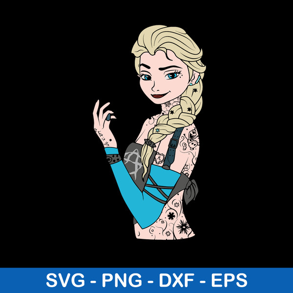 Elsa Tattoo Svg, Pincess Elsa Svg, Disney Svg, Png Dxf Eps File.jpeg