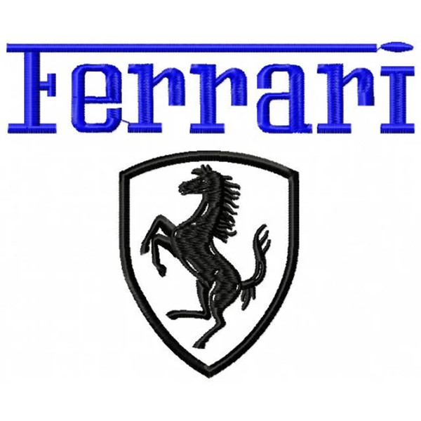 Ferrari blue logo embroidery design