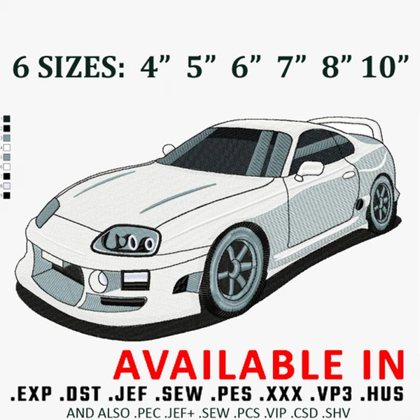 Toyota supra car embroidery design