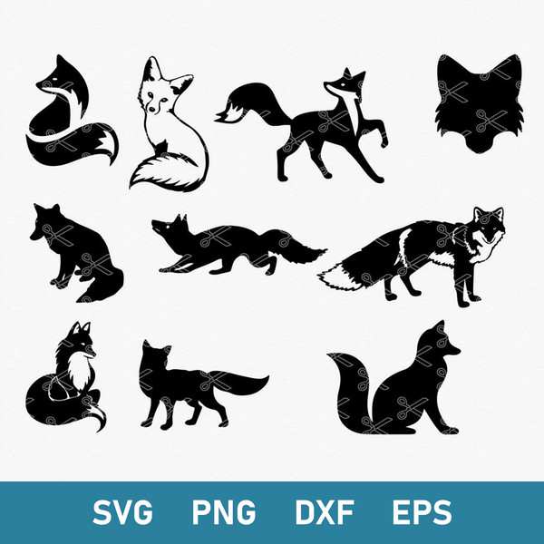 Fox Bunlde svg, Fox Svg, Fox Silhouette Svg Animla Svg, Png Dxf Eps Digital  File.jpg