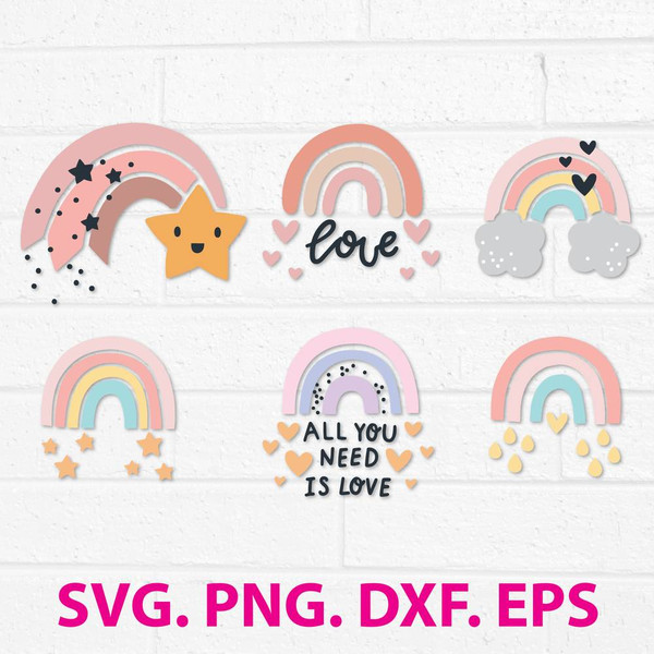 Rainbow Bundle Svg, Rainbow Svg, Rainbow Love Svg, Png Dxf Eps Digital File.jpg