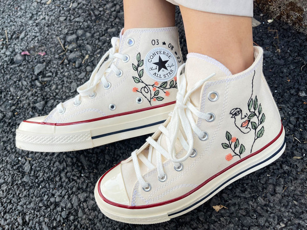 Converse Custom Flower Embroidered Chuck Taylor High Top