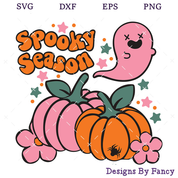 Spooky Season SVG, Pumpkin Halloween SVG, Pink Ghost Halloween SVG.jpg